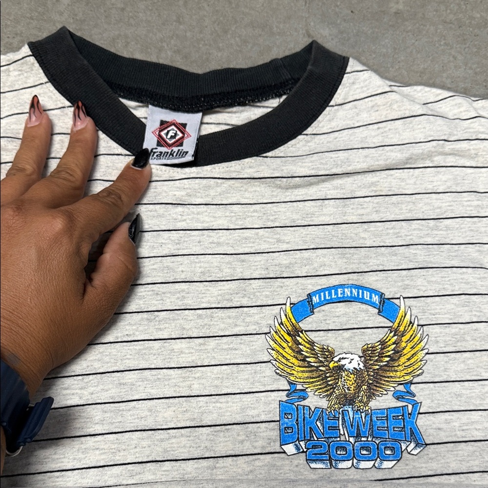 Vintage Franklin Striped Bike Week 2000 T-Shirt